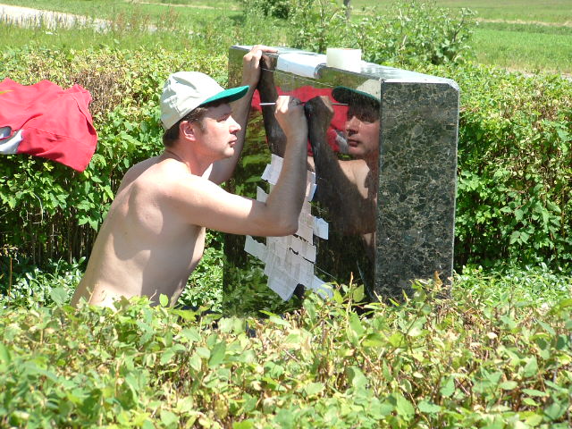 Memorial monument on Krave Street, Vishnive, June 2005