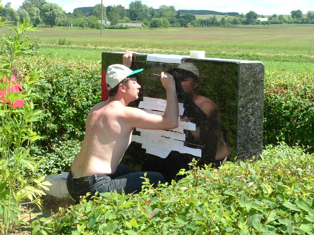 Memorial monument on Krave Street, Vishnive, June 2005